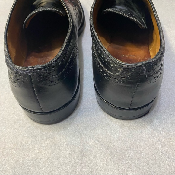 Allen Edmonds Men’s Sanford Dress Shoes Size 10 Leather Italy Black Heel Plates - Picture 5 of 14